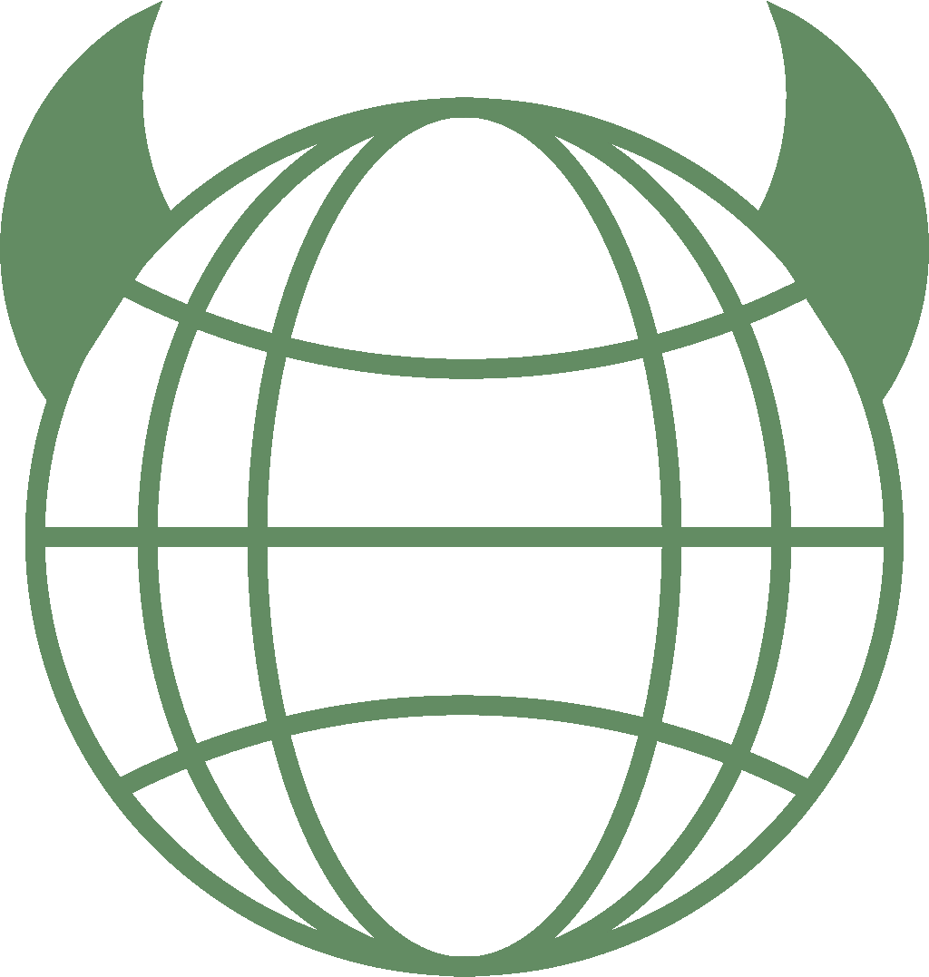 globe with beastie horns metabug logo